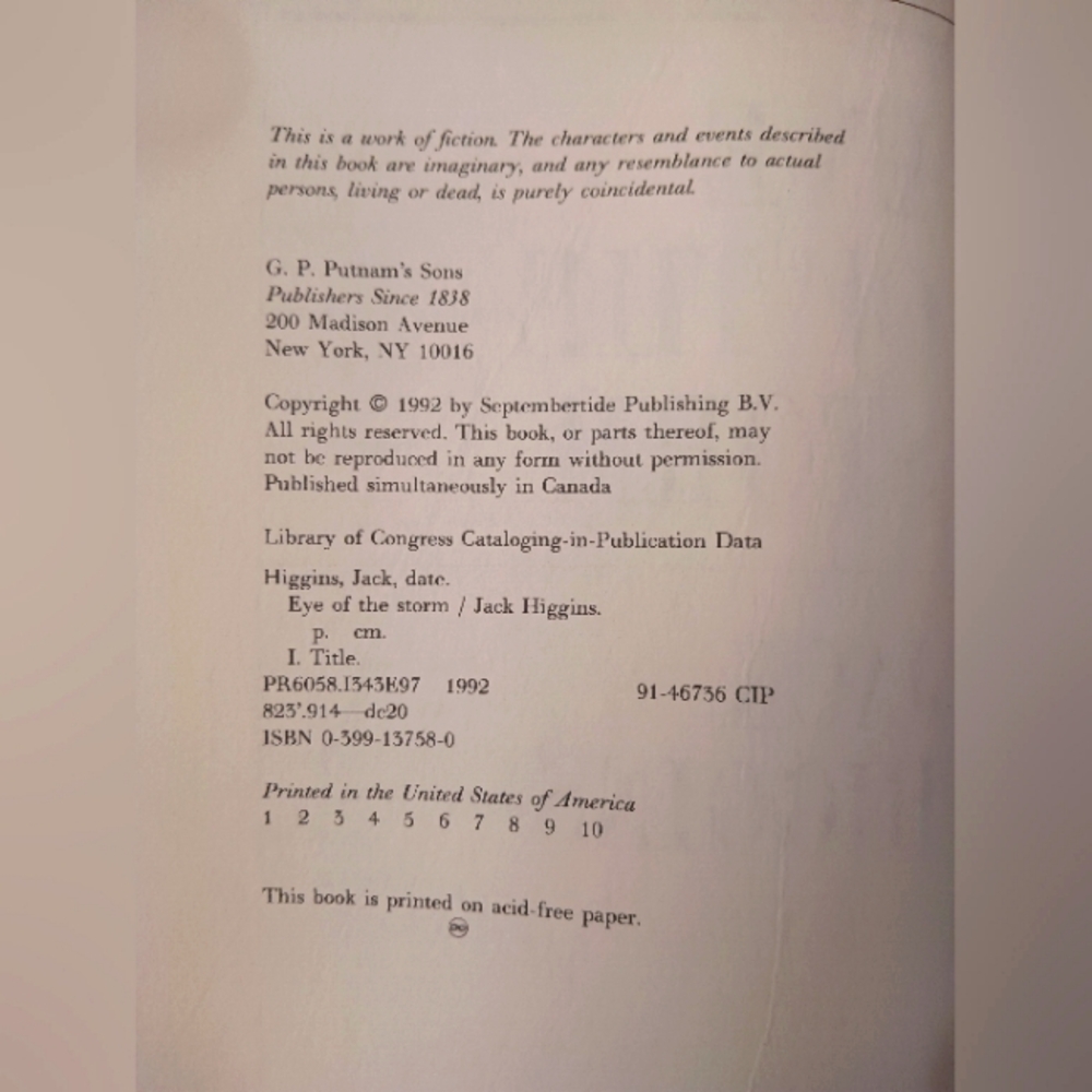 𝐉𝐚𝐜𝐤 𝐇𝐢𝐠𝐠𝐢𝐧𝐬 𝟏𝐬𝐭 𝐄𝐝𝐢𝐭𝐢𝐨𝐧 "𝐄𝐲𝐞 𝐨𝐟 𝐭𝐡𝐞 𝐒𝐭𝐨𝐫𝐦" - Picture 4 of 9